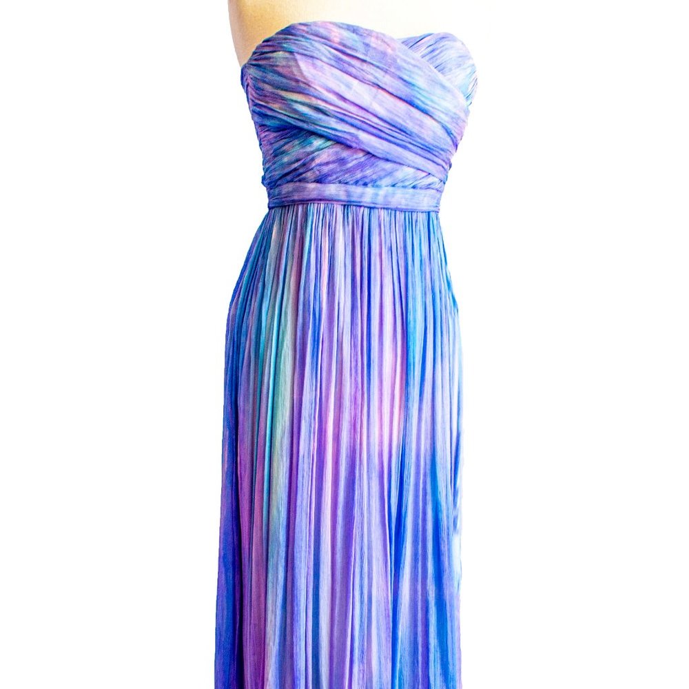 Bohemian silk grecian Dress Bridesmaid 2 4 6 8 medium blue purple wedding prom S